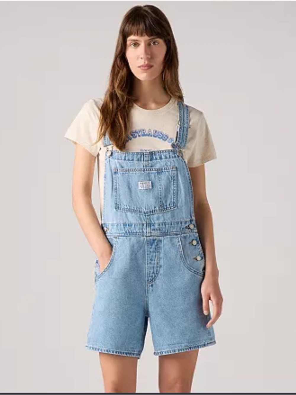 Levi’s denim overall shorts size 28 new without tags - Picture 3 of 6